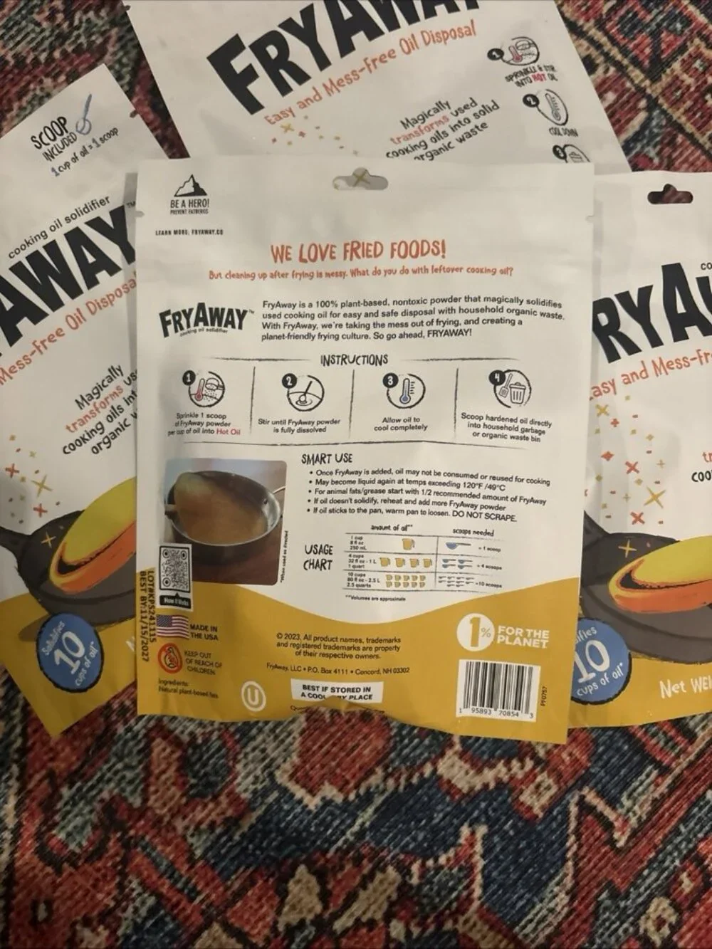 4x FryAway Deep Fry Waste Cooking Oil Solidifier Powder 100% Plant-Based Cooking